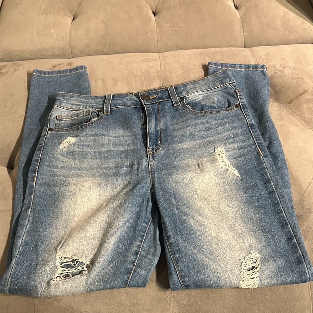 Blue jeans with rips